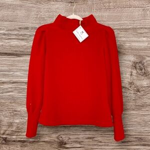 Dudley Stephens Palace Puff Sleeve Turtleneck Red Vello Fleece XS NWT